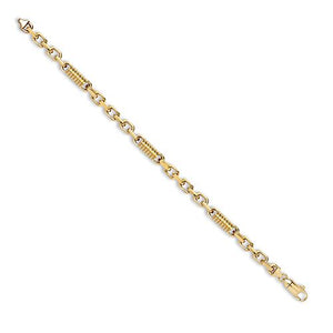 18ct Yellow Solid Cable and Bollard Chain Bracelet
