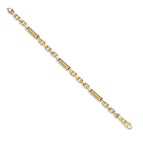 Yellow Gold Cable and Bollard Bracelet