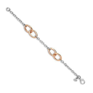 18ct White and Rose Solid Bi Colour Oval Link Chain Bracelet