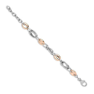 18ct White and Rose Solid Bi Colour Celtic Anchor Chain Bracelet