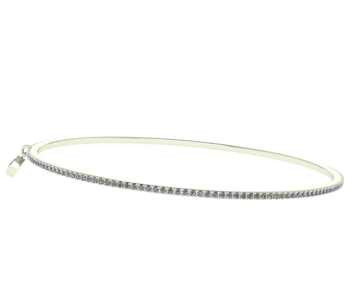 White Gold Eternity Diamond Bangle with solitaire charm