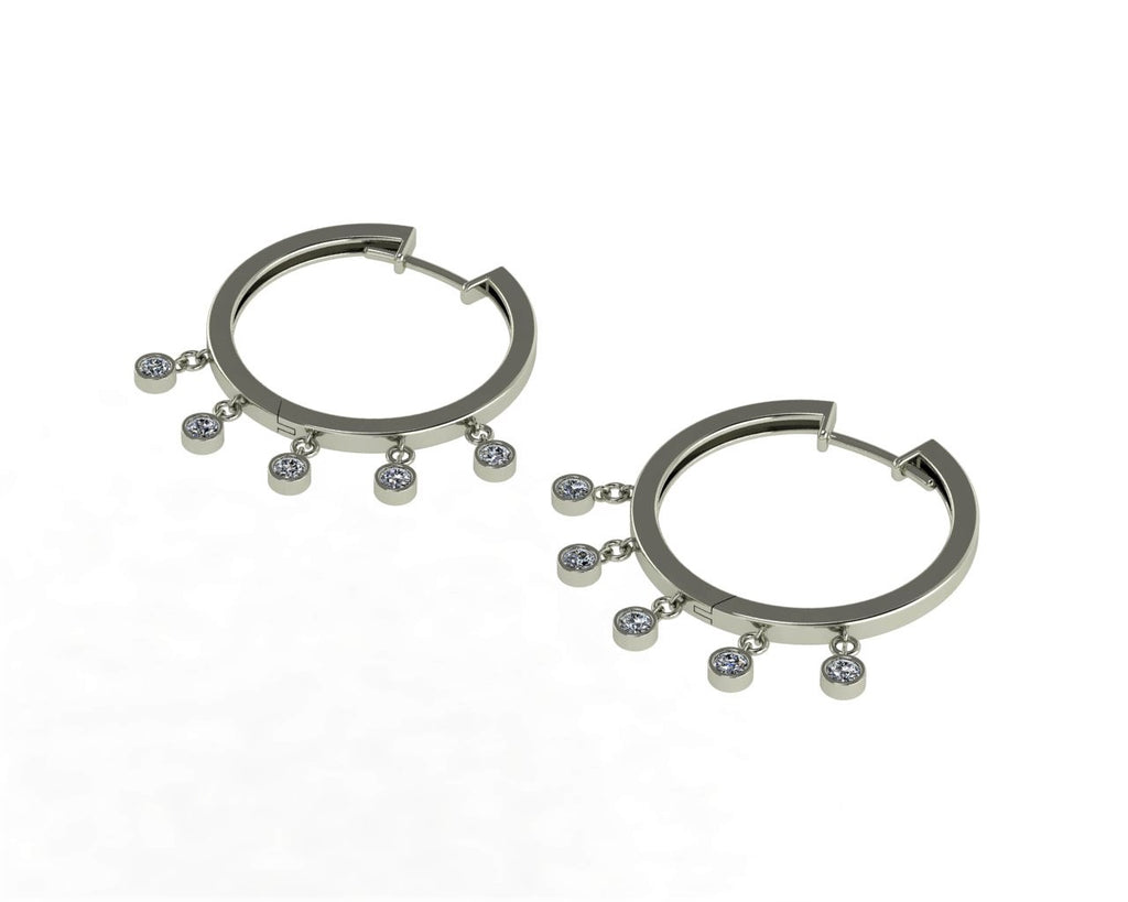 Dewdrop Diamond Hoops Earrings in 18ct White Gold