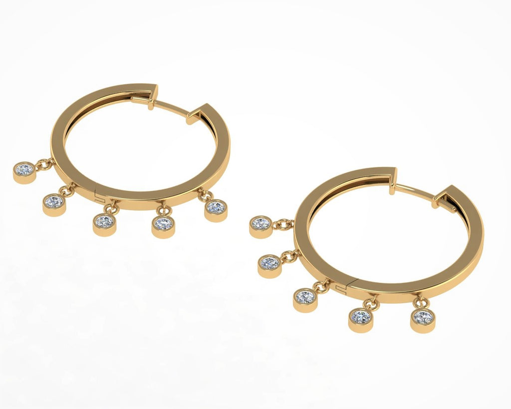 Dewdrop Diamond Hoops Earrings in 18ct Yellow Gold