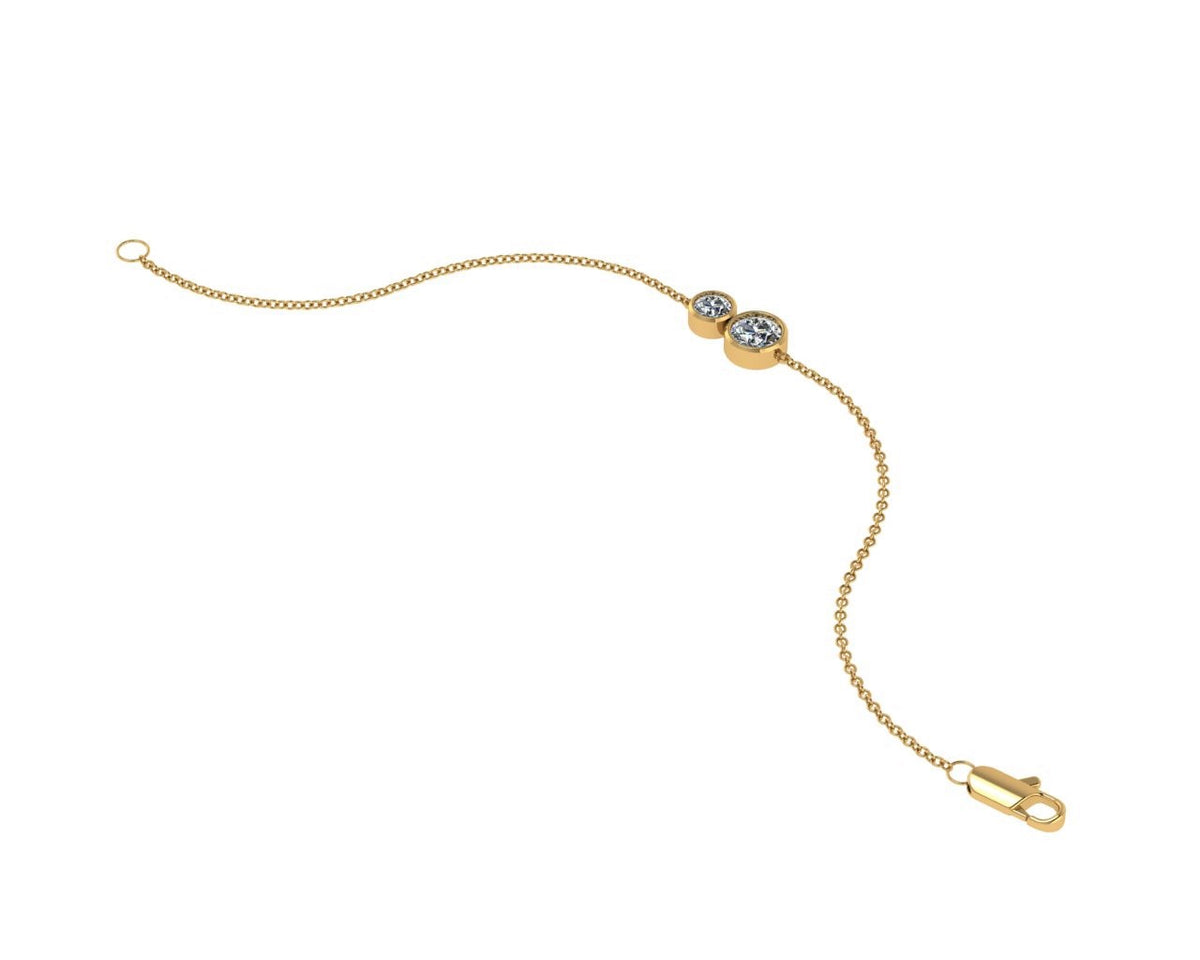 18ct Yellow Gold “You & I” Diamond bracelet - Skinny