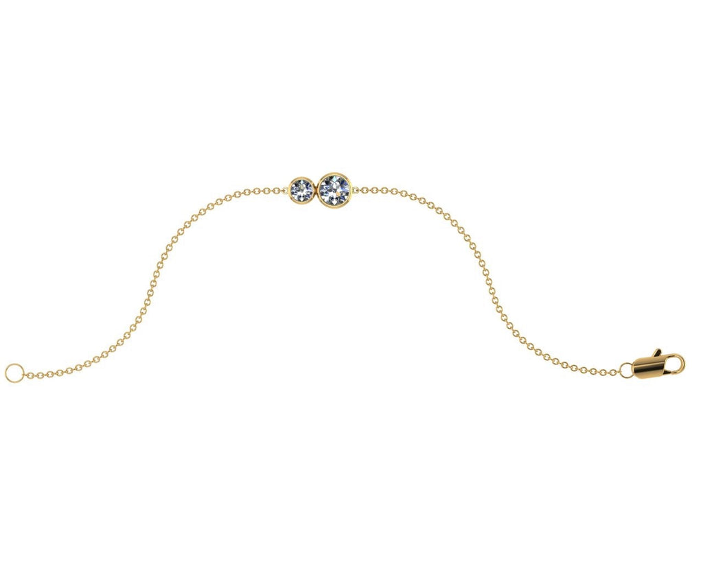 18ct Yellow Gold “You & I” Diamond bracelet - Skinny