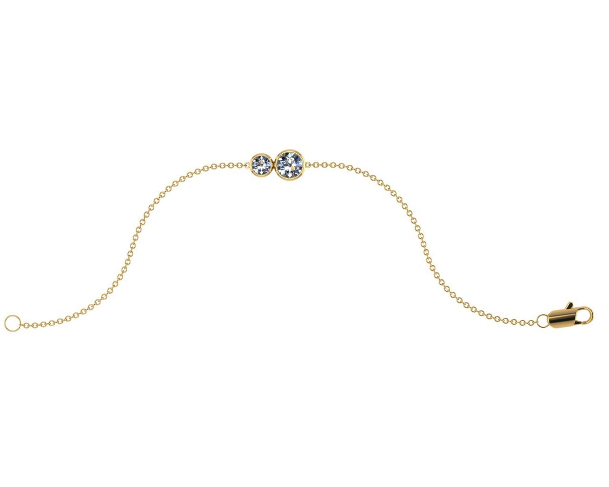 18ct Yellow Gold “You & I” Diamond bracelet - Skinny