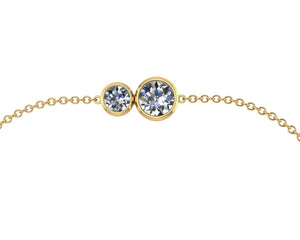 18ct Yellow Gold “You & I” Diamond bracelet - Skinny