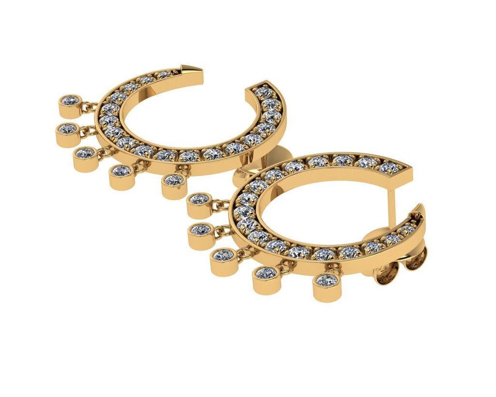 Timeless yellow gold curve diamond earrings style