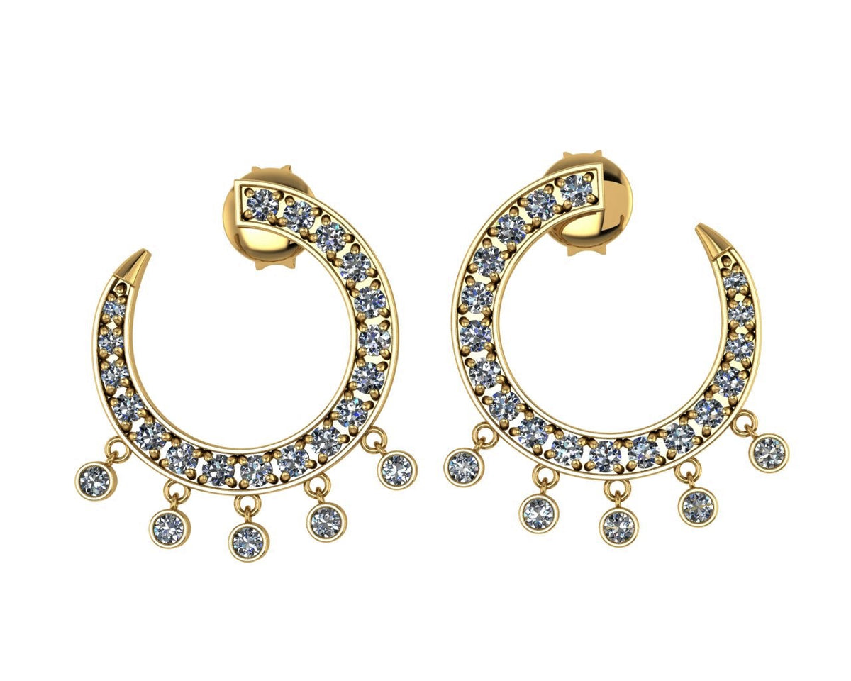 Modern dewdrop diamond curve earrings luxury