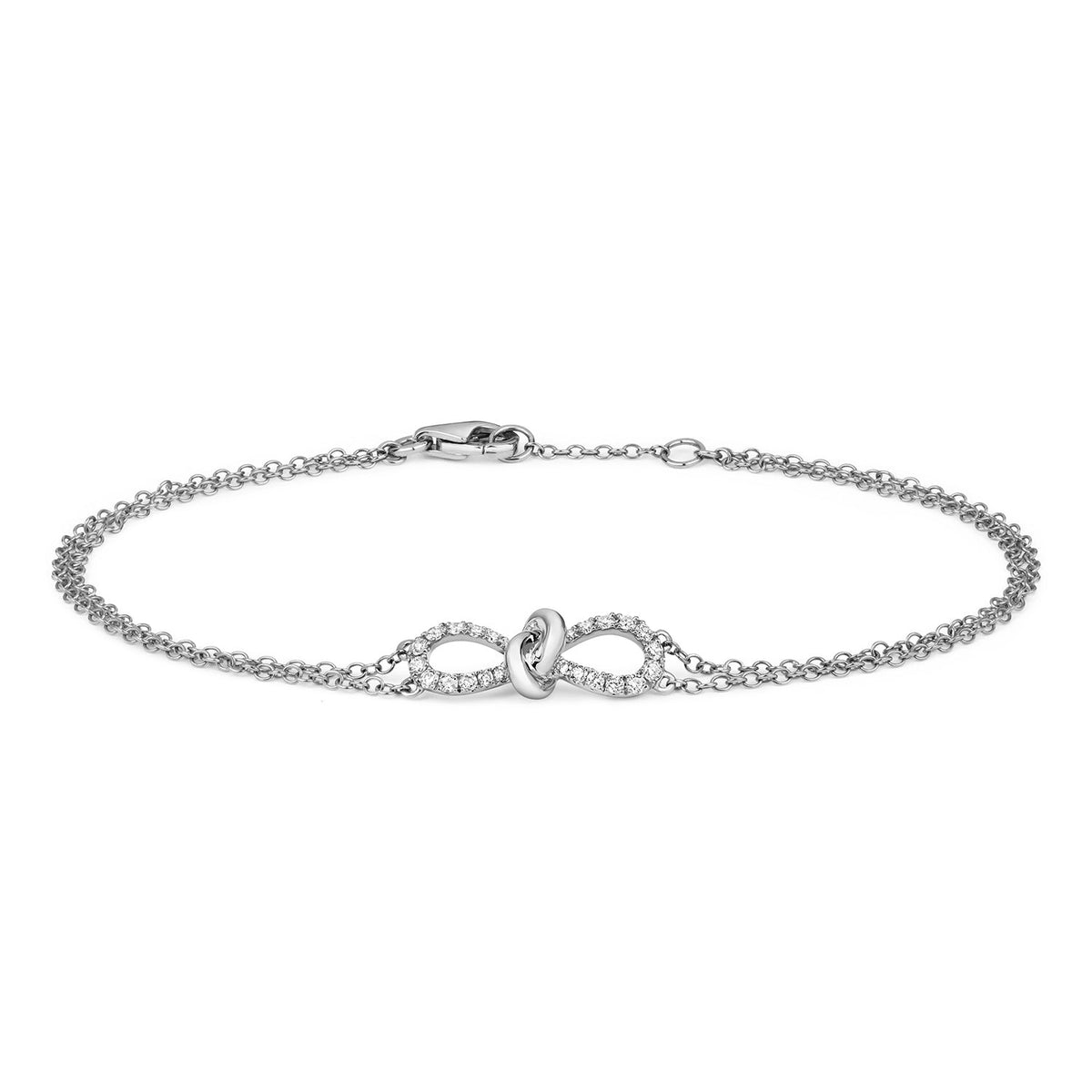 BRACELET NŒUD EN OR BLANC 18 CARATS ET DIAMANTS