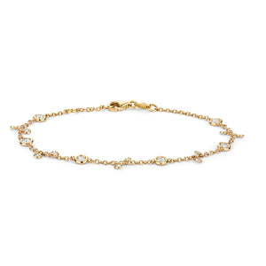 DIAMOND BRACELET bezel and charms station chain IN 18CT GOLD