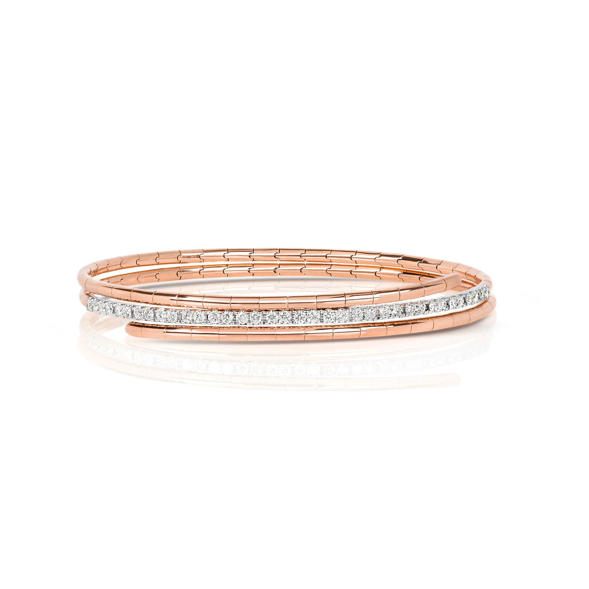 DIAMOND TWIST BANGLE IN 18CT ROSE GOLD