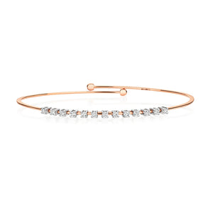 DIAMOND CLAW SET FLEXI BANGLE IN 18CT ROSE GOLD
