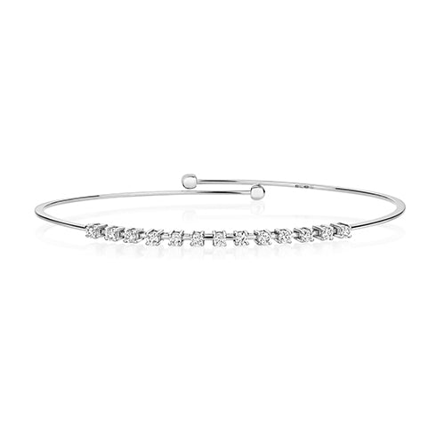  BRACCIALE FLESSIBILE CON INCASTONATURA A GRIFFE DI DIAMANTI IN ORO BIANCO 18KT