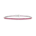  BRACCIALE IN ORO BIANCO 18KT CON RUBINO NATURALE DA 3,10 CT, STILE TENNIS