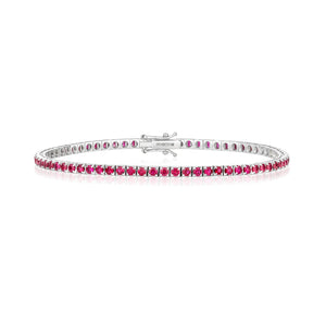 3.10ct Natural RUBY BRACELET IN 18CT WHITE GOLD Tennis Style
