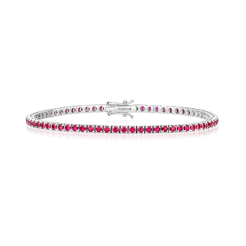 3.10ct Natural RUBY BRACELET IN 18CT WHITE GOLD Tennis Style