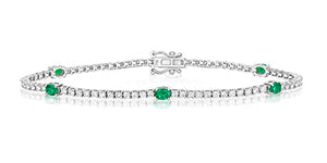  BRACCIALE DIAMANTI E SMERALDI ORO BIANCO 18KT