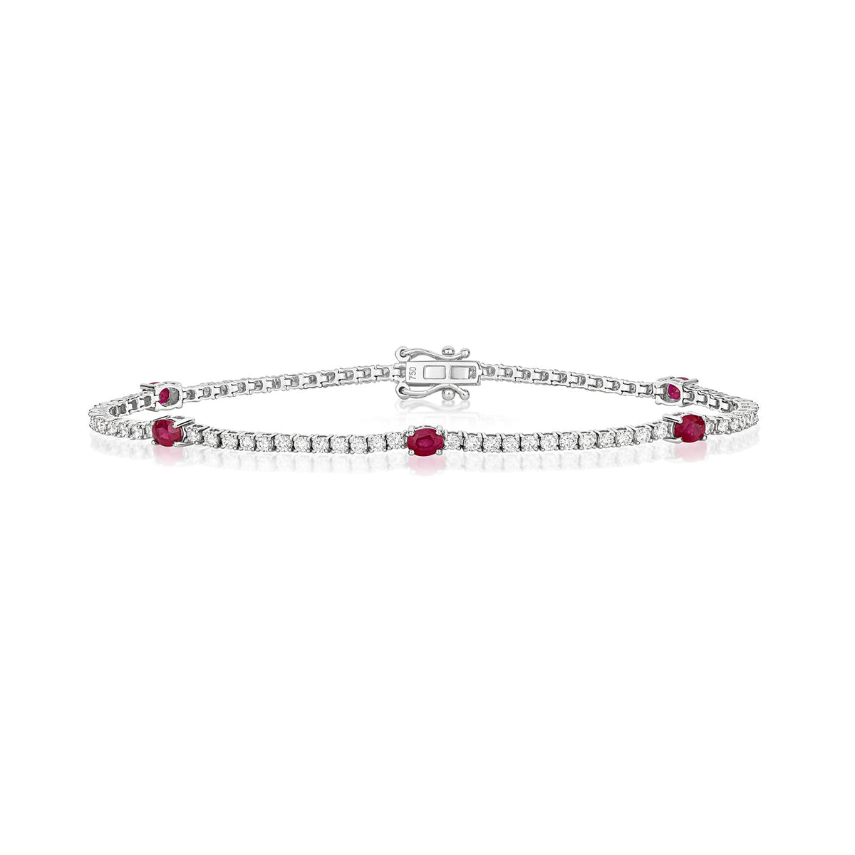 DIAMOND AND RUBY BRACELET 18CT WHITE GOLD
