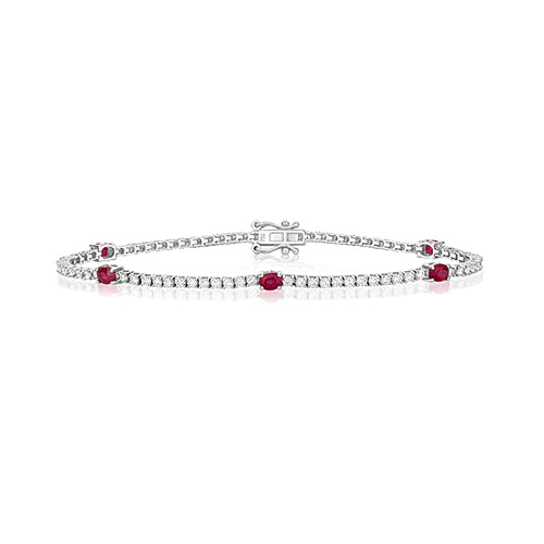 DIAMOND AND RUBY BRACELET 18CT WHITE GOLD