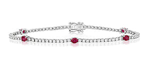 DIAMOND AND RUBY BRACELET 18CT WHITE GOLD