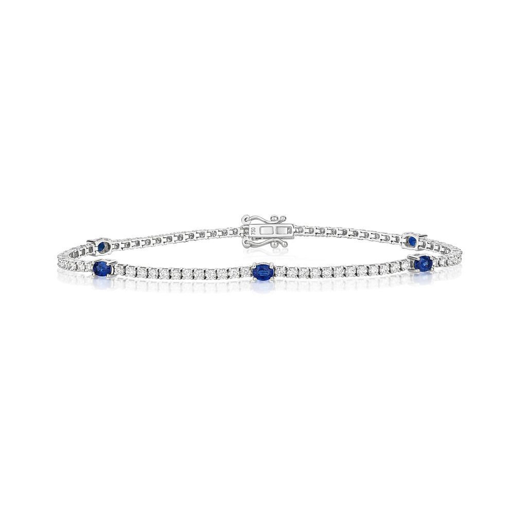  BRACCIALE DIAMANTI E ZAFFIRI ORO BIANCO 18KT