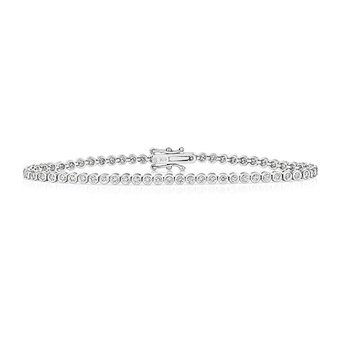 Bracelet de tennis à rubis en or blanc 18 carats serti de diamants