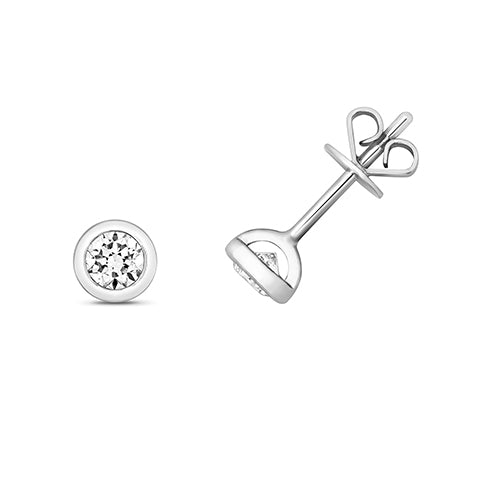 0.40ct diamond stud rubover earrings
