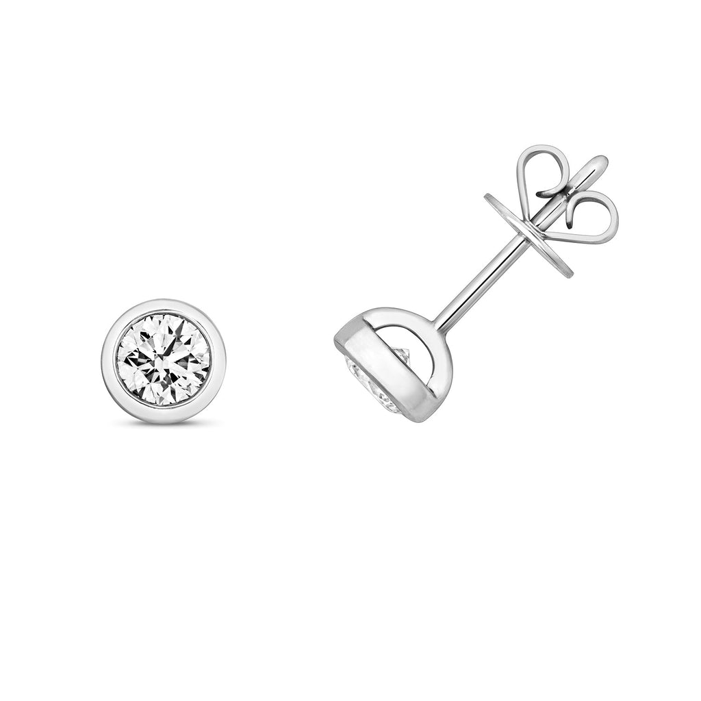 Timeless diamond rubover studs in 18ct white gold
