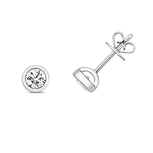 0.50 ct diamond rubover studs in 18ct white gold