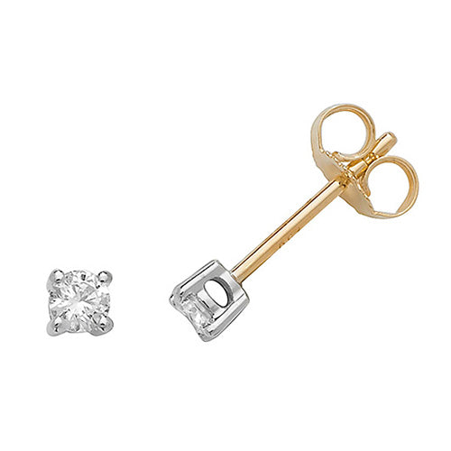 Boucles d'oreilles à clous serties de diamants ronds en or 18 carats