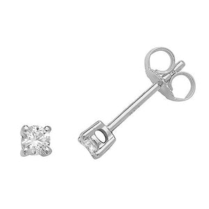 DIAMOND ROUND CLAW SET STUDS IN 18CT WHITE GOLD