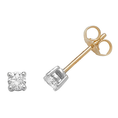 Boucles d'oreilles à clous serties de diamants ronds en or 18 carats
