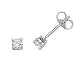 Boucles d'oreilles à clous serties de diamants ronds en or blanc 18 carats