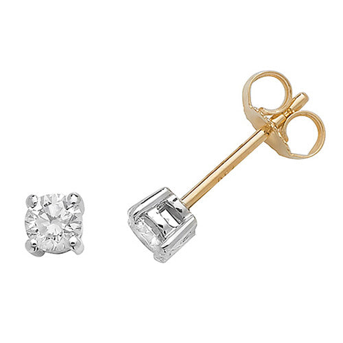 Boucles d'oreilles à clous serties de diamants ronds en or 18 carats