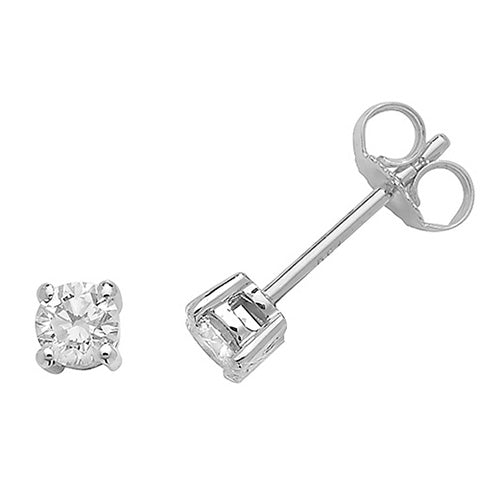 Boucles d'oreilles à clous serties de diamants ronds en or blanc 18 carats