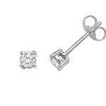 Boucles d'oreilles à clous serties de diamants ronds en or blanc 18 carats