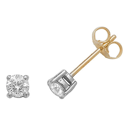 Boucles d'oreilles à clous serties de diamants ronds en or 18 carats