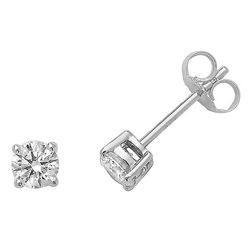 Boucles d'oreilles à clous serties de diamants ronds en or blanc 18 carats