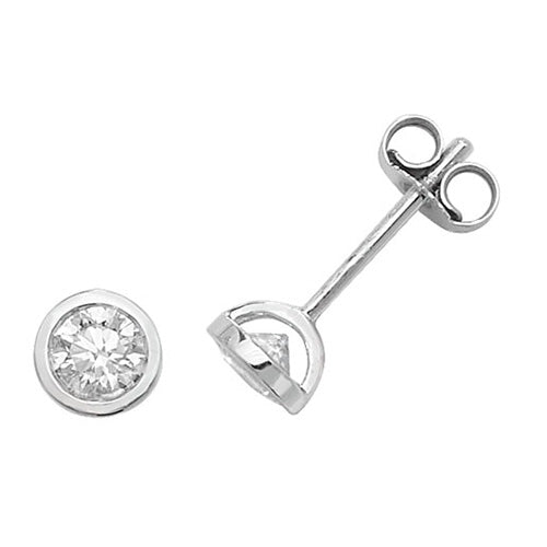 Diamond rubover studs in 18ct white gold
