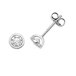 Elegant 18ct white gold diamond rubover studs
