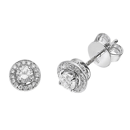 Dazzling diamond halo studs 18ct white gold