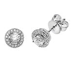 Premium 8ct white gold diamond halo stud earrings