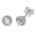 Diamond halo studs in 18ct white gold