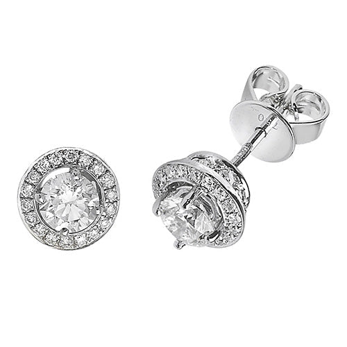 Diamond halo studs in 18ct white gold