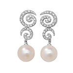 18ct White Gold Diamond Earrings With Pearls Bridal Drop Studs