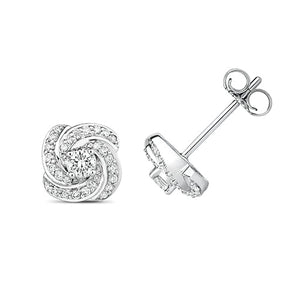 DIAMOND SWIRL STUDS IN 18CT WHITE GOLD