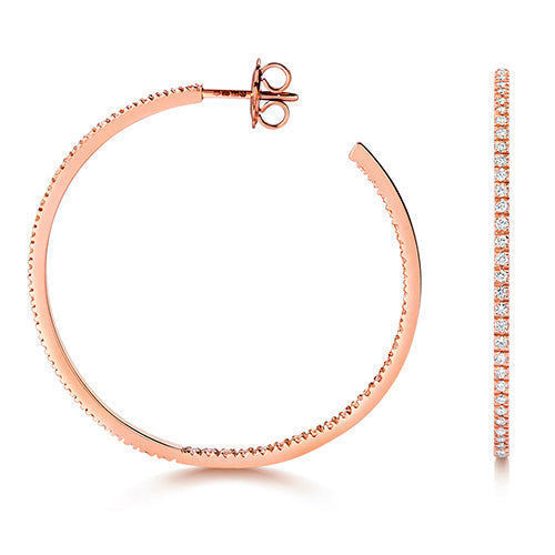 DIAMOND Large HOOPS IN 18CT ROSE GOLD