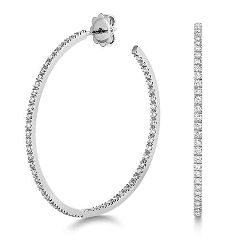 DIAMOND Large HOOPS IN 18CT WHITE GOLD
