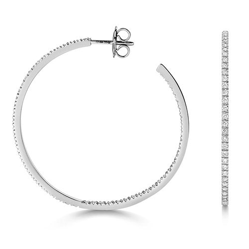 DIAMOND Large HOOPS IN 18CT WHITE GOLD